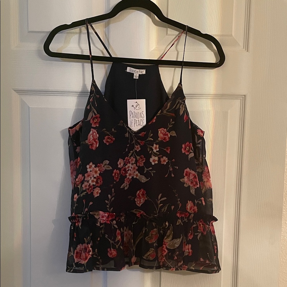 Patrons of Peace Black and Red Floral Camisole